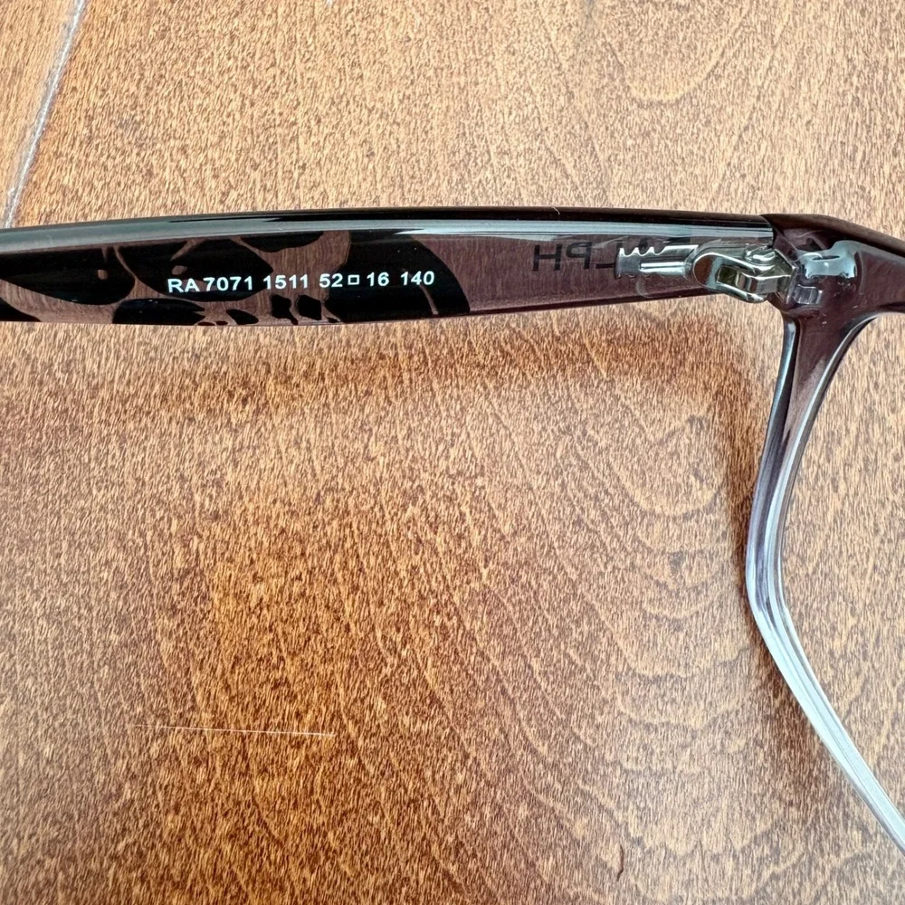 Ralph Eyeglasses RA7071 Floral Temple Square Frames, Womens 52-16-140 Grey
